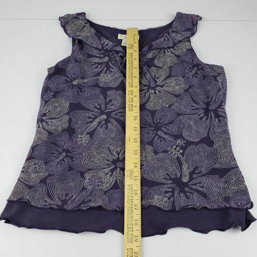 Tommy Bahama Blouse Women's Size 6‎ Purple Floral Sleeveless Sheer Lined Top - Picture 7 of 8